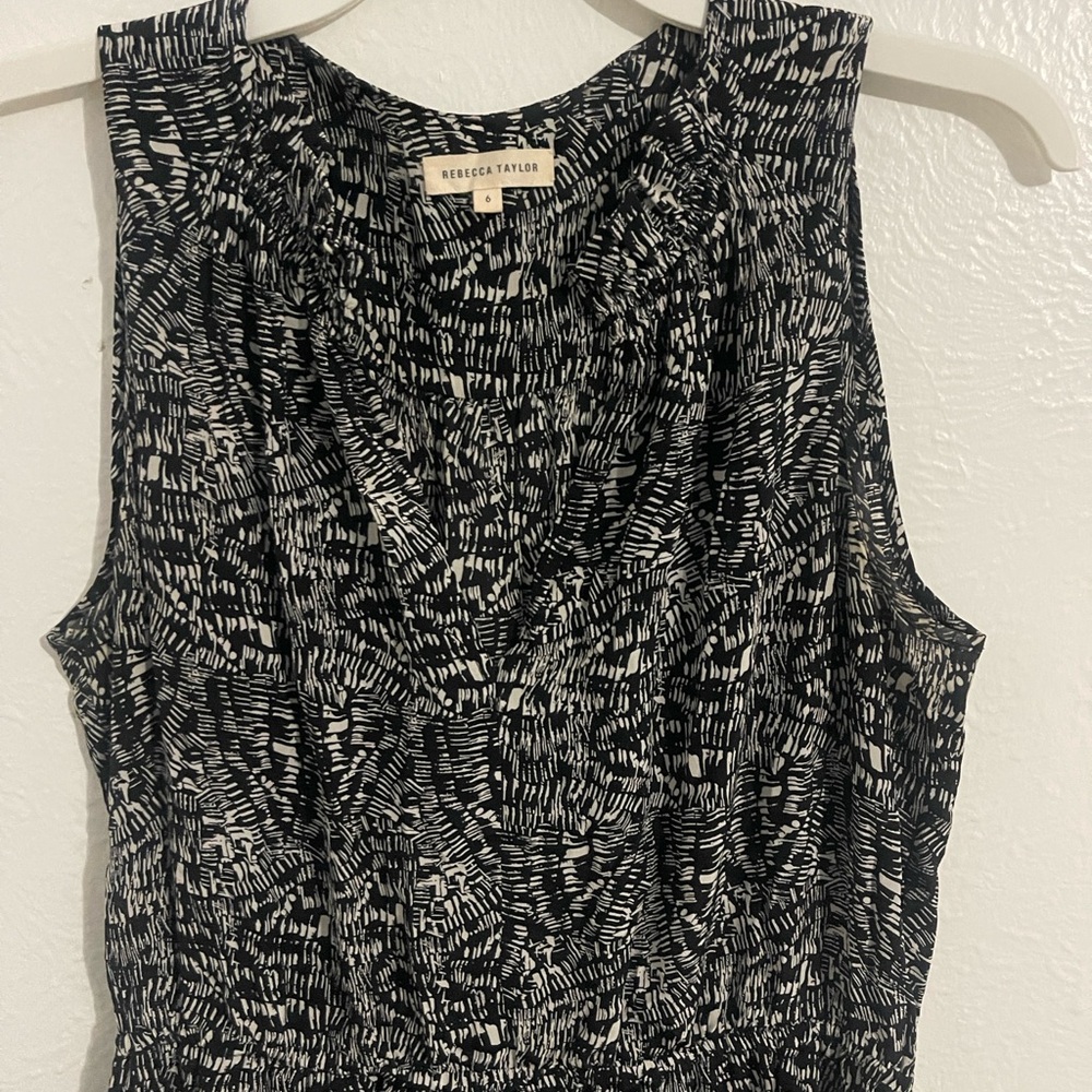 Rebecca Taylor Black Ruched Sleeveless Tank Top